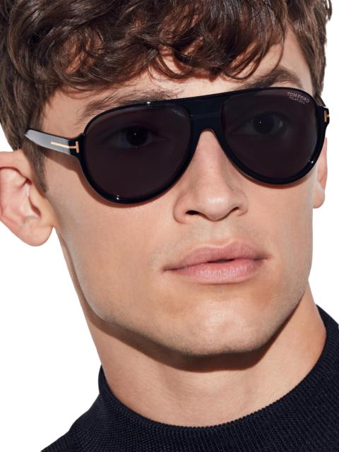 TOM FORD Men's 59MM Dimitry Pilot Sunglasses - Shiny Black Smoke