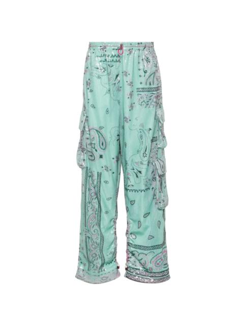 paisley-embellished cargo pants