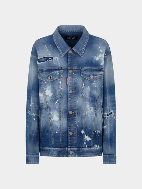 DSQUARED2 MEDIUM ICE SPOTS WASH OVER JEANS JACKET