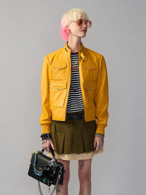 R13 SHRUNKEN ZIP-UP LEATHER JACKET