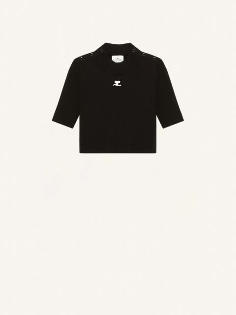 courrèges RIB KNIT CROPPED SWEATER
