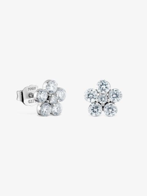 TOUS 9kt white gold and lab-grown diamond flower Earrings TOUS Irisé LGD