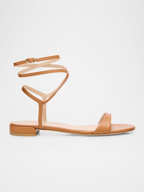 Stuart Weitzman Nudist Leather Ankle-Wrap Sandals