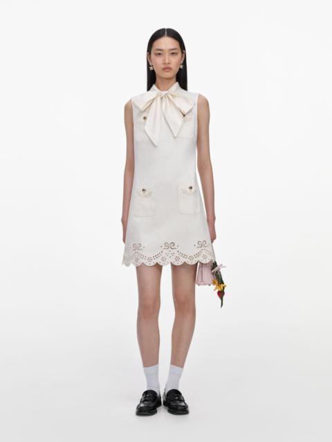 self-portrait Cream Broderie Denim Mini Dress
