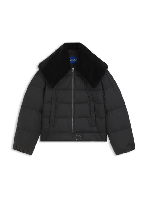HUGO WATER-REPELLENT PUFFER JACKET WITH DETACHABLE FAUX-FUR COLLAR