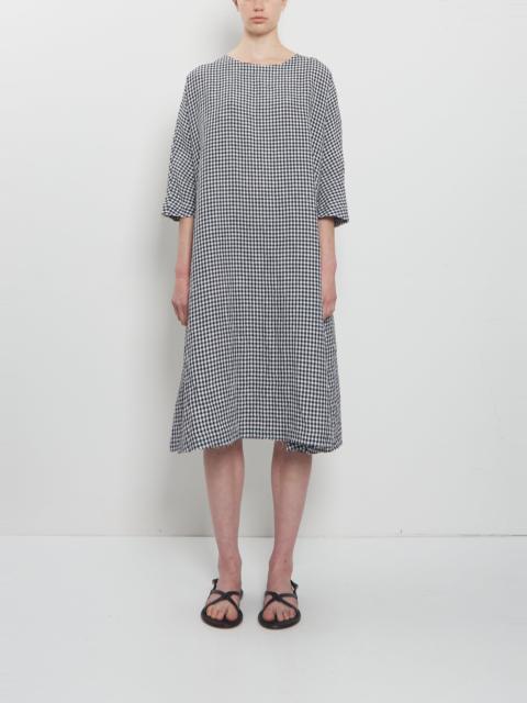 apuntob Crinkled Linen 3/4 Sleeve Tunic Dress — Vichy Check