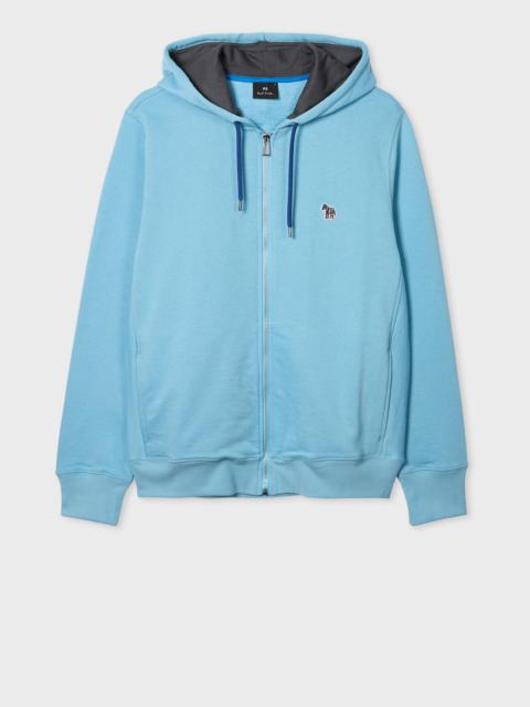 Paul Smith Sky Blue Cotton Zip-Front Zebra Logo Hoodie