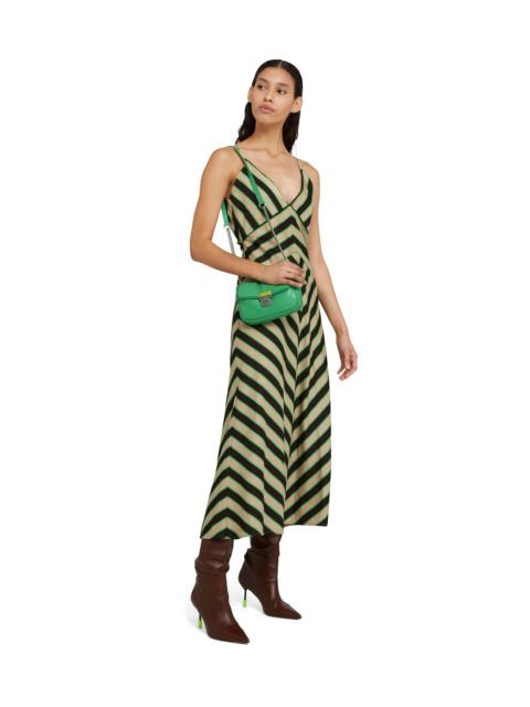 MSGM Twill viscose midi dress with "Jumbo Stripe" print
