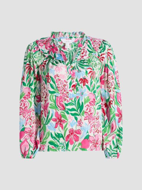 Lilly Pulitzer Women's Japhia Glowing Gardens Printed Long-Sleeve Blouse - Multi Glowing Gardens