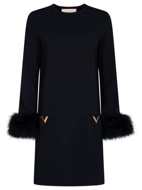 Valentino KNIT DRESS WITH V LOGO AND FEATHER DETAILS