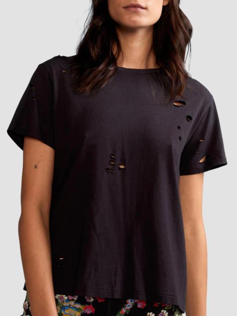 CYNTHIA ROWLEY Women's Distressed Cotton T-Shirt - Black