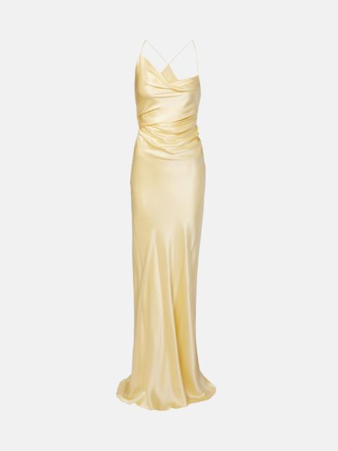 THE SEI Draped silk satin gown