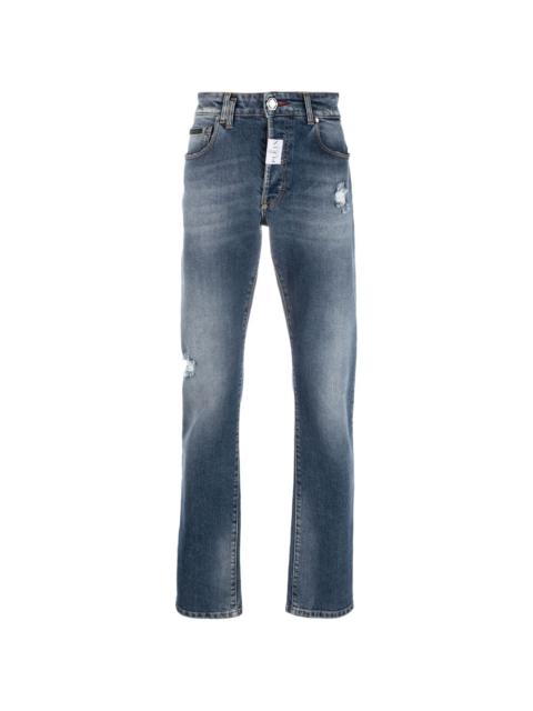 PHILIPP PLEIN logo-patch slim-cut jeans