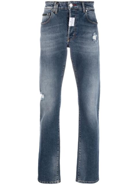 logo-patch slim-cut jeans