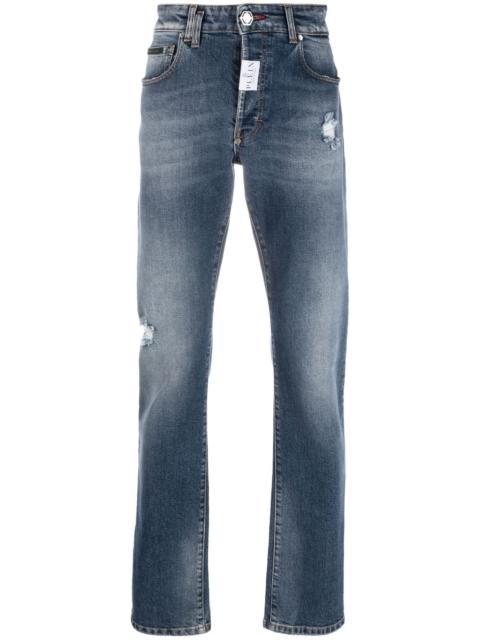 PHILIPP PLEIN logo-patch slim-cut jeans