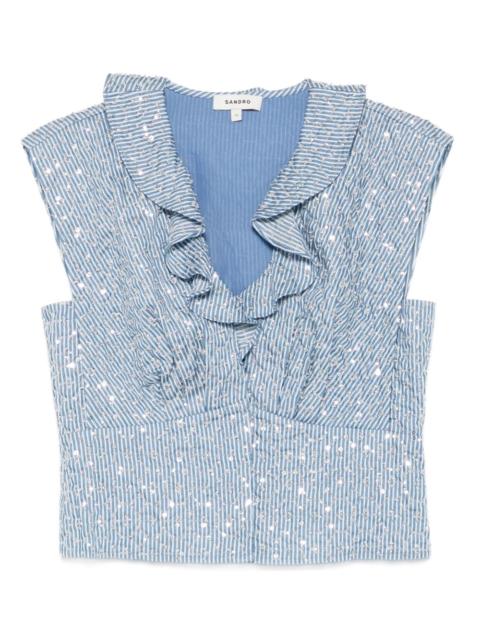 Sandro ruffled striped top