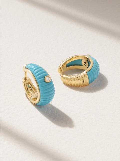 Yvonne Léon Berlingot 9-karat Gold, Turquoise And Diamond Hoop Earrings