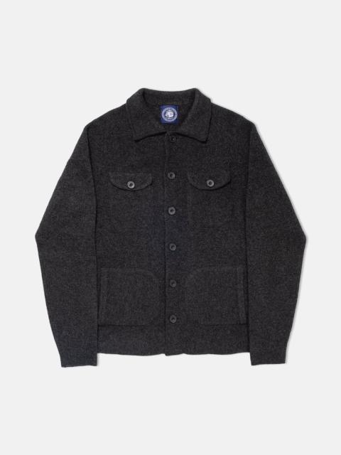 J. PRESS CHARCOAL BOILED WOOL KNITTED SHIRT JACKET