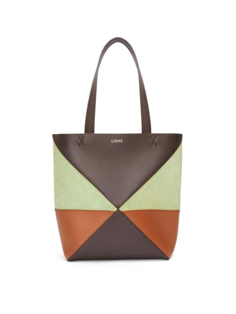 Loewe Medium Puzzle Fold tote in calfskin and suede