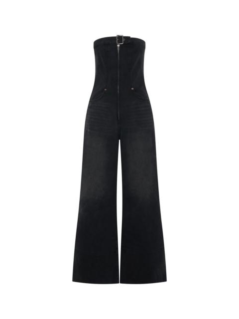 ONE TEASPOON Dark Angel Strapless Wide Leg Denim Jumpsuit - Smokey Black