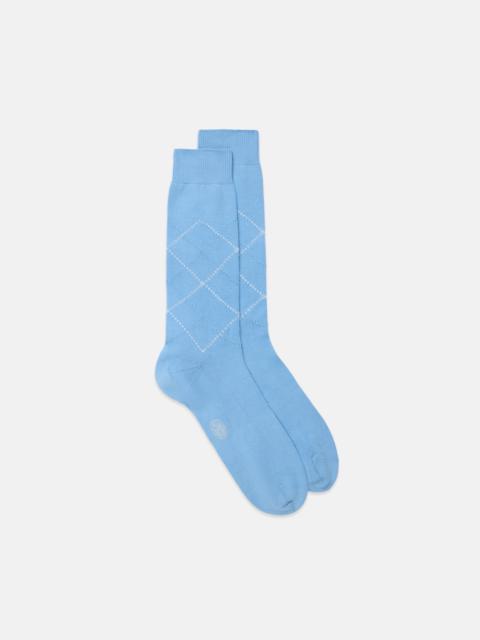 J. PRESS MADE-IN-ITALY LIGHT BLUE TONAL ARGYLE COTTON MID-CALF SOCKS