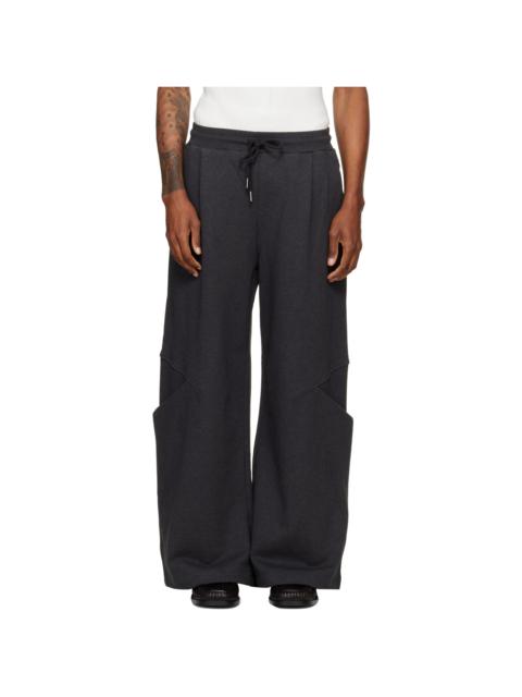 NULLUS Gray Sculptural Cut Wide Leg Sweatpants