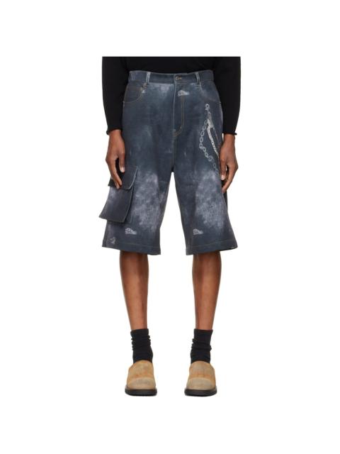 We11done Black Trompe L'Oeil Cargo Shorts