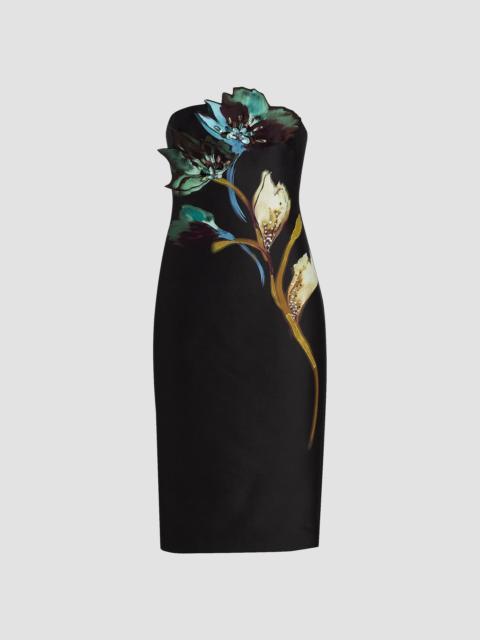 BADGLEY MISCHKA Women's Floral Placement Strapless Midi-Dress - Black Multi