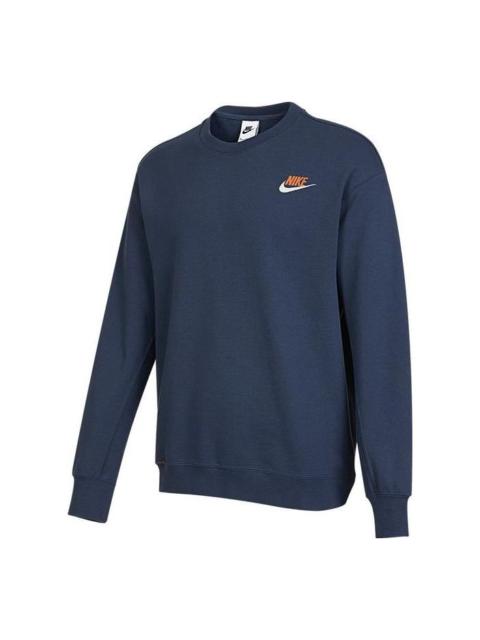 Nike Men's Nike Logo Embroidered Round Neck Sports Pullover Blue DR7834-437