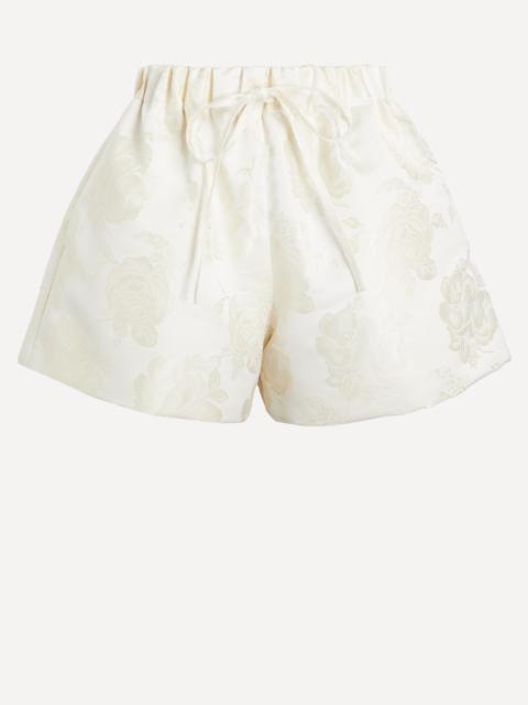 Simone Rocha Cream Elasticated Rose Brocade Shorts