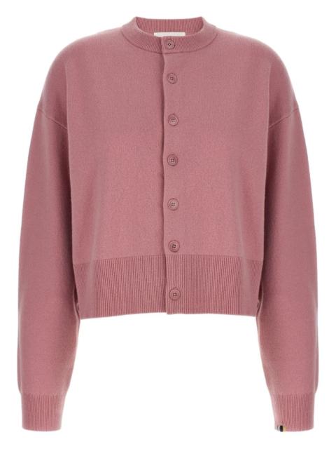 extreme cashmere crew-neck cuffed-sleeves cardigan
