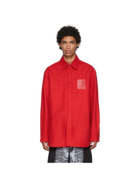 Raf Simons Red Leather Patch Shirt