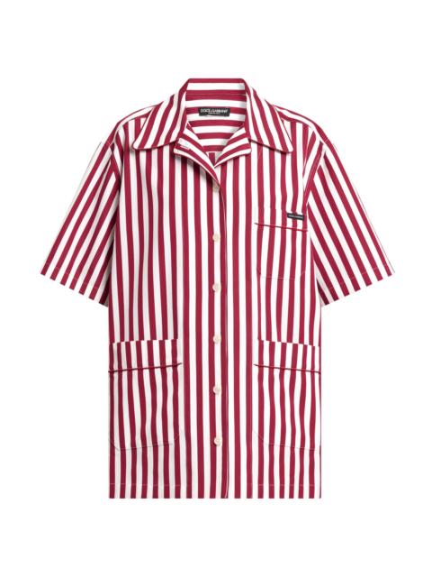 Dolce & Gabbana Women's Rigato Stripe Cotton-Silk Short-Sleeve Shirt - Rigato