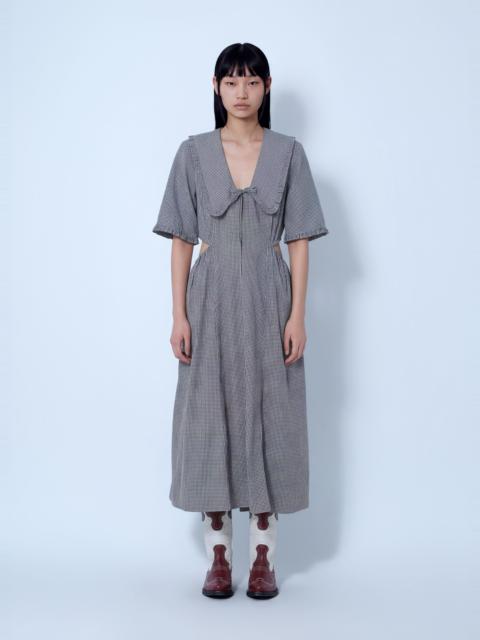 GANNI Check Cotton Cut Out Midi Dress