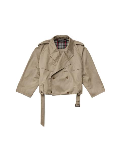 belted-waist cotton trench coat