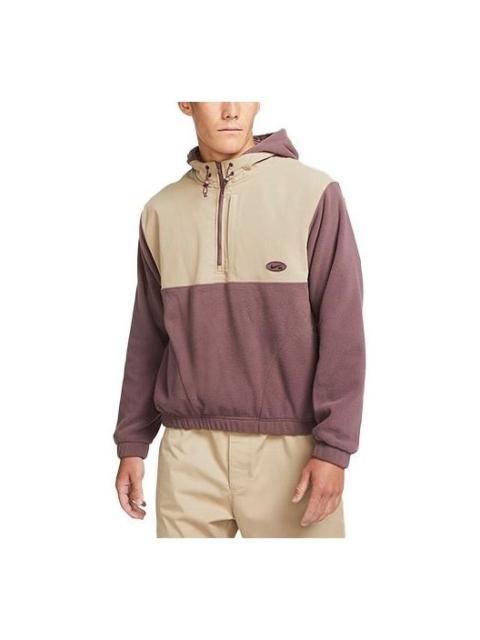 Men's Nike SB Therma-FIT Winterized Polar Fleece Splicing Skateboard Hooded Jacket Wine Red DA4224-6