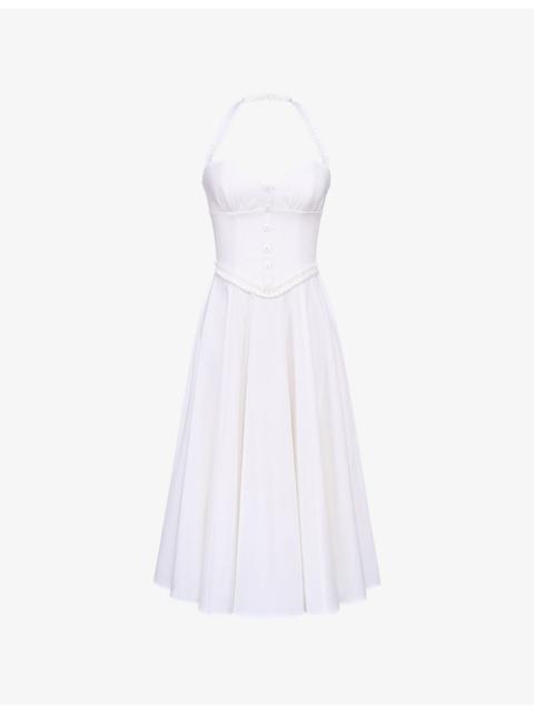 House of CB Georgie Floral-Print Stretch-Cotton Midi Dress