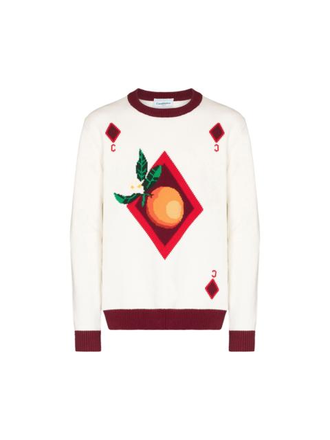 CASABLANCA Casablanca Orange Card Intarsia Sweater 'Off White'