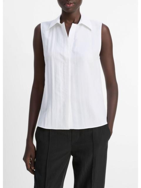 Vince Boxy Sleeveless Button-Front Shirt