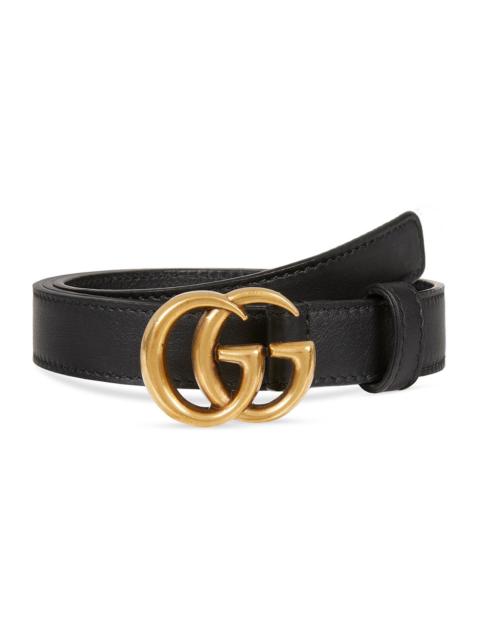 GUCCI Thin Leather GG-Buckle Belt