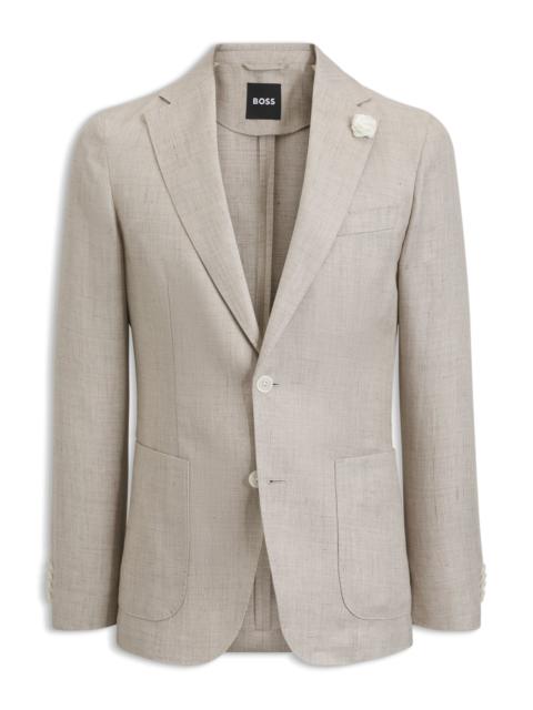 BOSS SLIM-FIT JACKET IN A LINEN BLEND