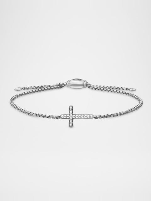 DAVID YURMAN Cross Chain Bracelet with Diamonds in Silver, 1.7mm