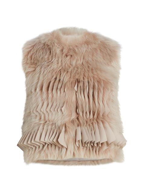 GIORGIO ARMANI Women's Pleated & Dyed Shearling Vest - Light Walnut