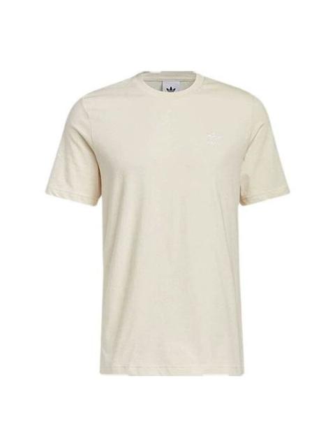 Men's adidas originals Solid Color Logo Athleisure Casual Sports Round Neck Short Sleeve Creamy Whit