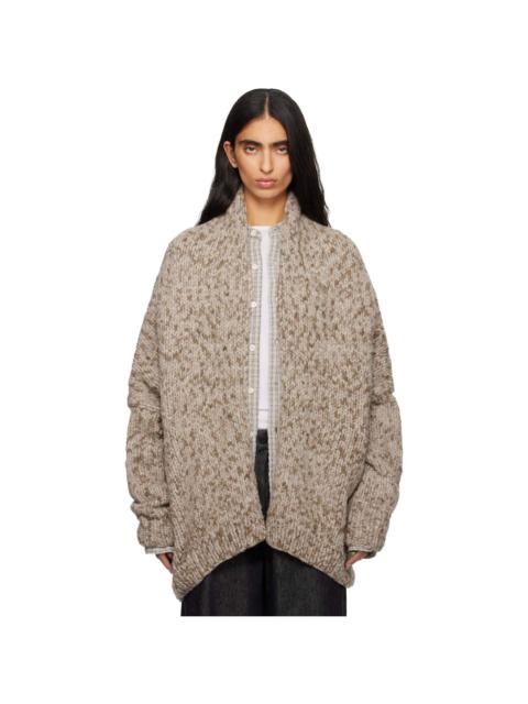 LAUREN MANOOGIAN Beige Handknit Paint L/S Cocoon Cardigan