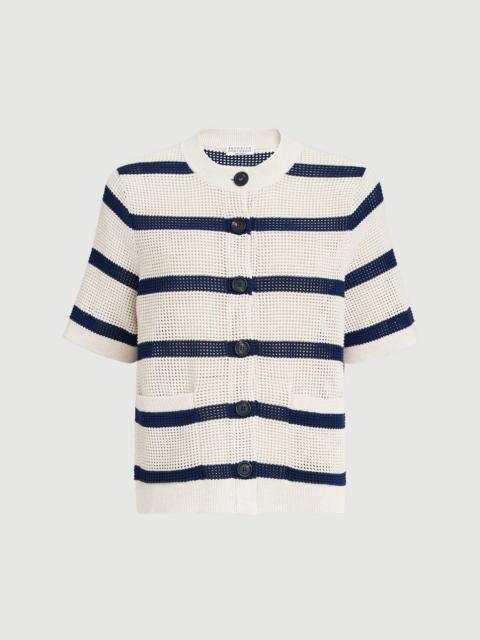 Brunello Cucinelli Cotton net striped cardigan