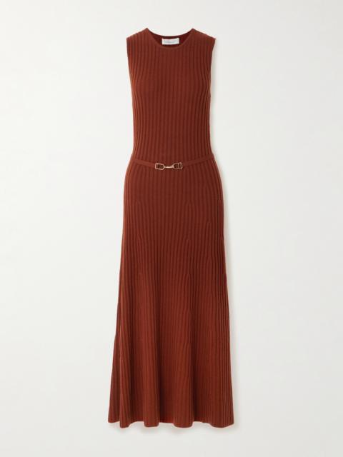 GABRIELA HEARST Meier Belted Ribbed Wool And Cashmere-blend Midi Dress