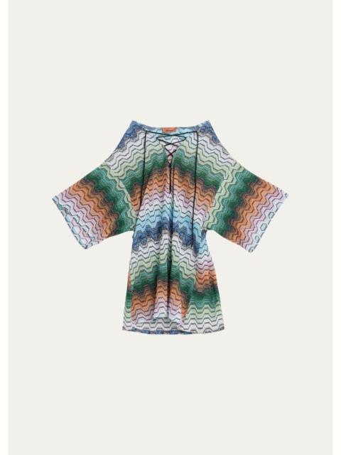 Missoni Short Lace-Up Zigzag Coverup