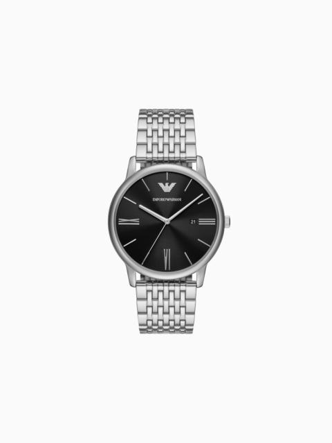EMPORIO ARMANI THREE-HAND DATE STAINLESS STEEL WATCH