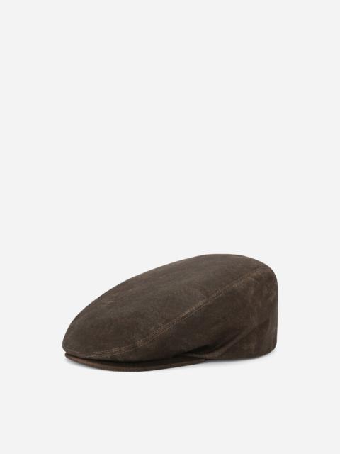 Dolce & Gabbana Washed cotton flat cap with logo tag